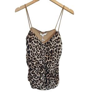 Good American Leopard Ruched Jersey Printed‎ Mesh Cami Top Plus 2x Mob Wife